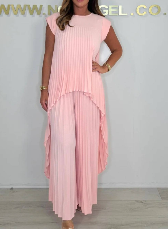 Sherry Pleated Midi Top &amp; Wide-Leg Pants Set