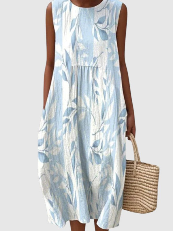 Juliette - Fluid Striped Foliage Dress