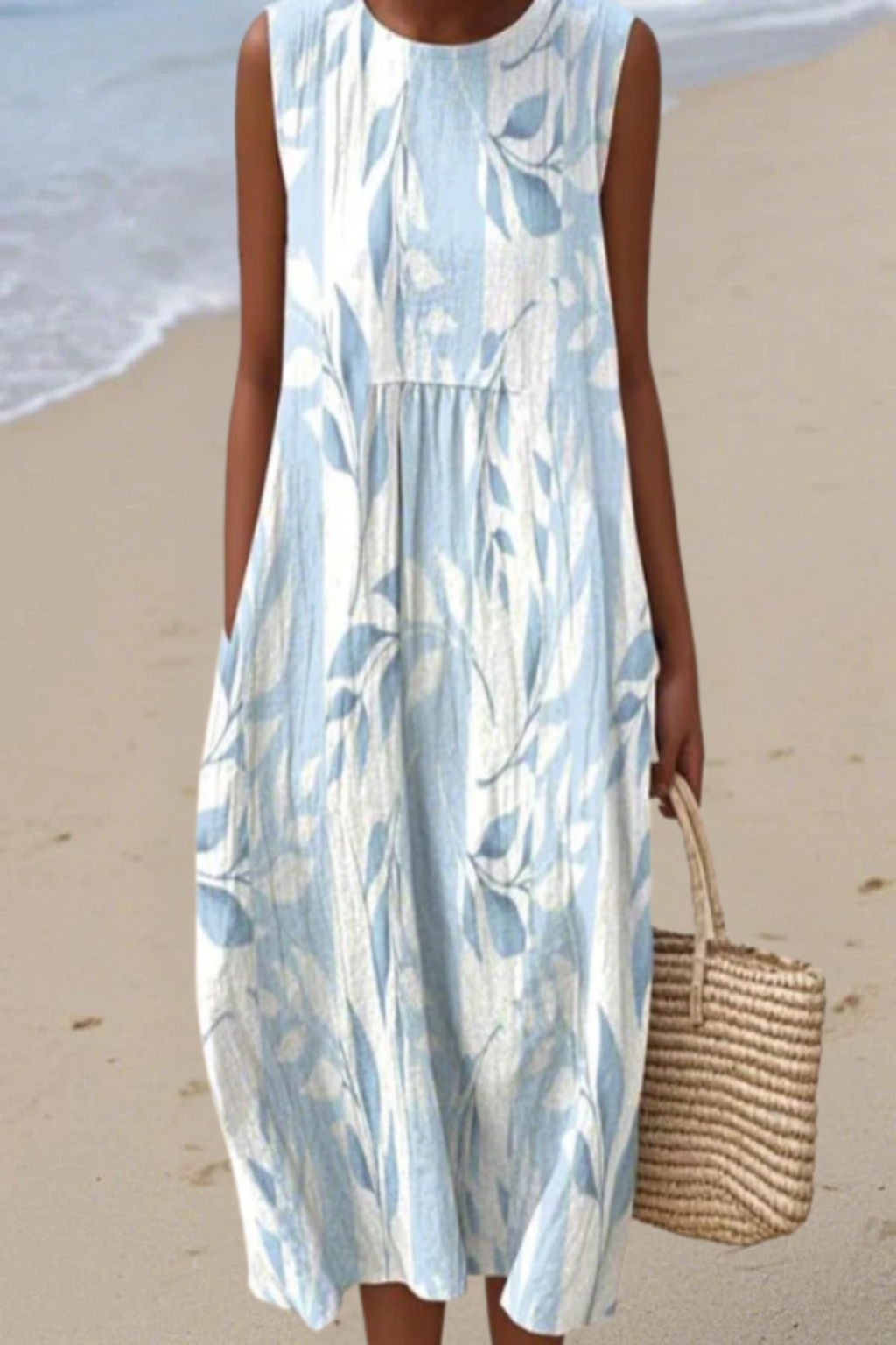 Juliette - Fluid Striped Foliage Dress