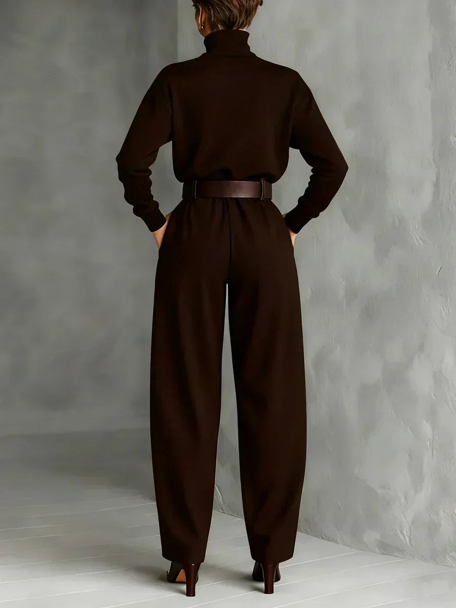 Jessica Elegant Top &amp;amp; Straight-Leg Pants Set Trousers