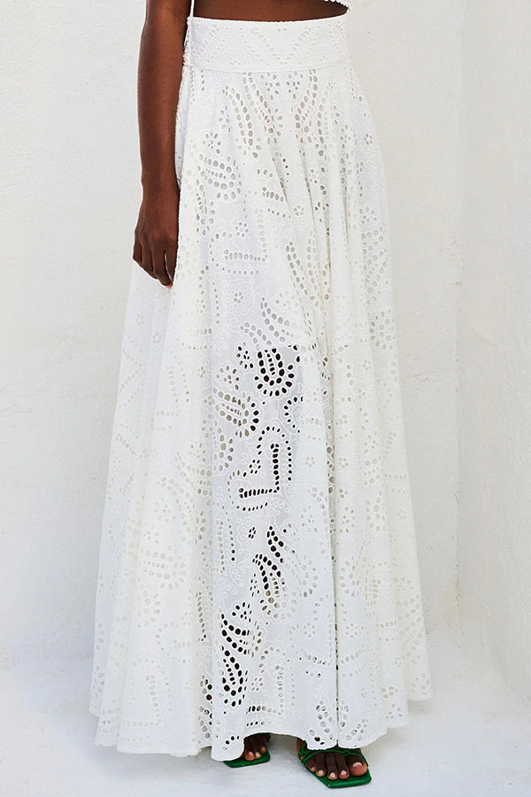 Larissa Embroidered Top &amp; High-Waist Maxi Skirt Set