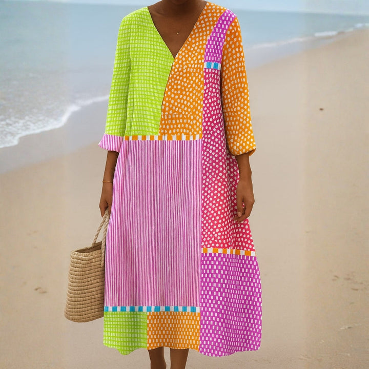Geneviève - Vibrant Patchwork Dress