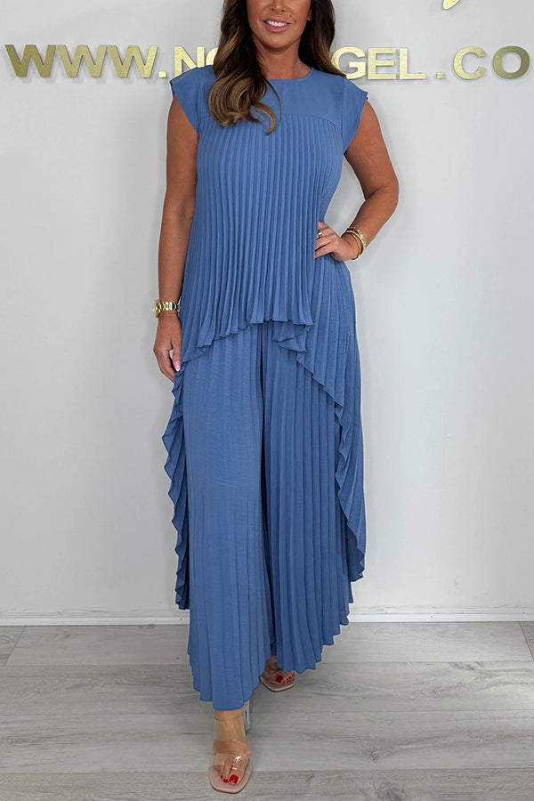 Sherry Pleated Midi Top &amp; Wide-Leg Pants Set