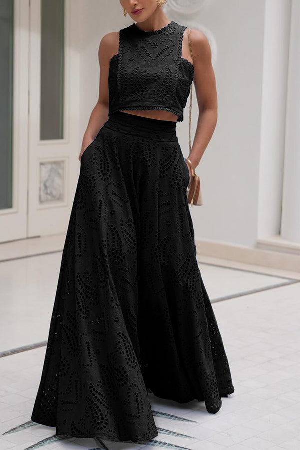 Larissa Embroidered Top &amp; High-Waist Maxi Skirt Set