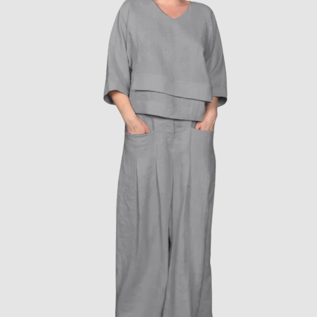 Vina Relaxed 2-Piece Set Wide-Leg Pants