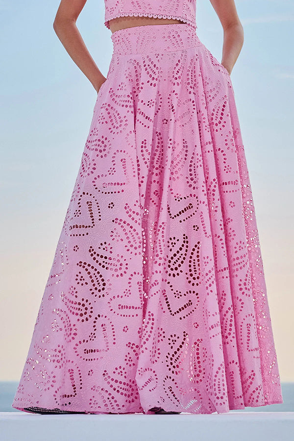 Larissa Embroidered Top &amp; High-Waist Maxi Skirt Set