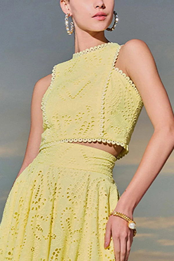 Larissa Embroidered Top &amp; High-Waist Maxi Skirt Set
