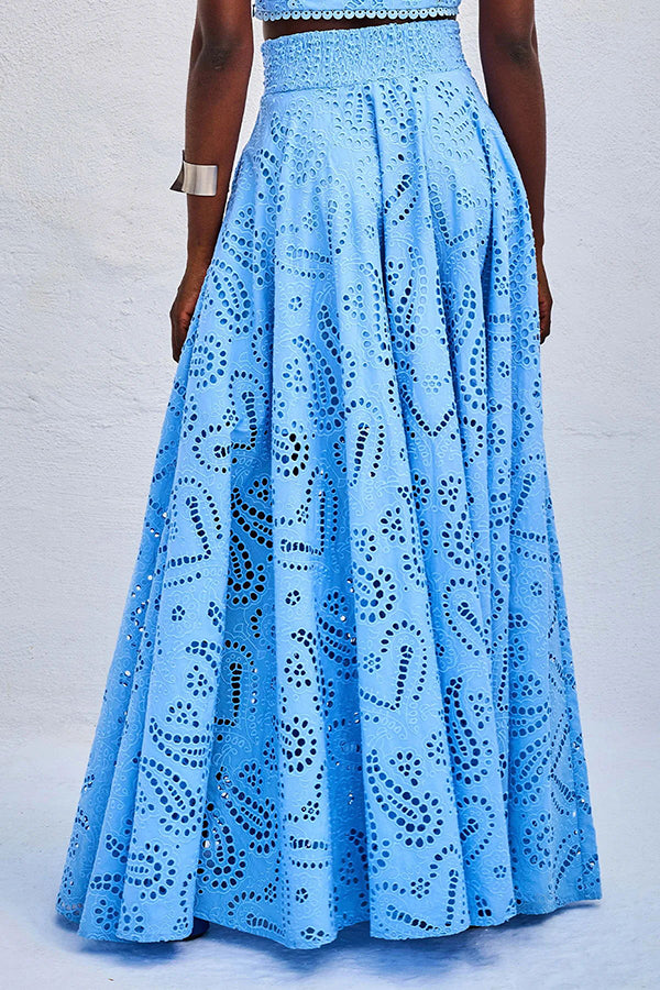 Larissa Embroidered Top &amp; High-Waist Maxi Skirt Set