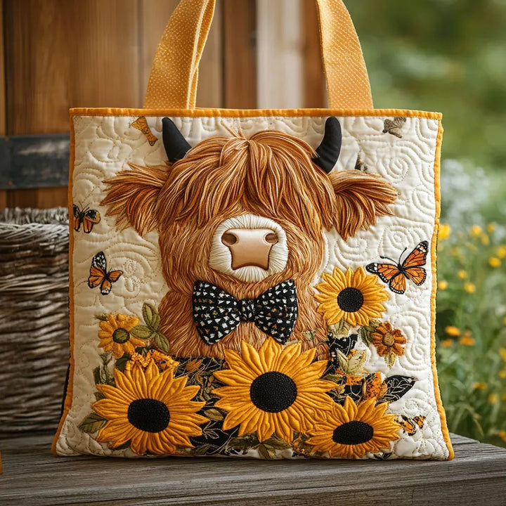 Highland Cow Sunflowers Handmade Bags