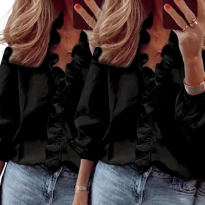 Lorelei Timeless V-Neck Blouse with Ruffles Blouses