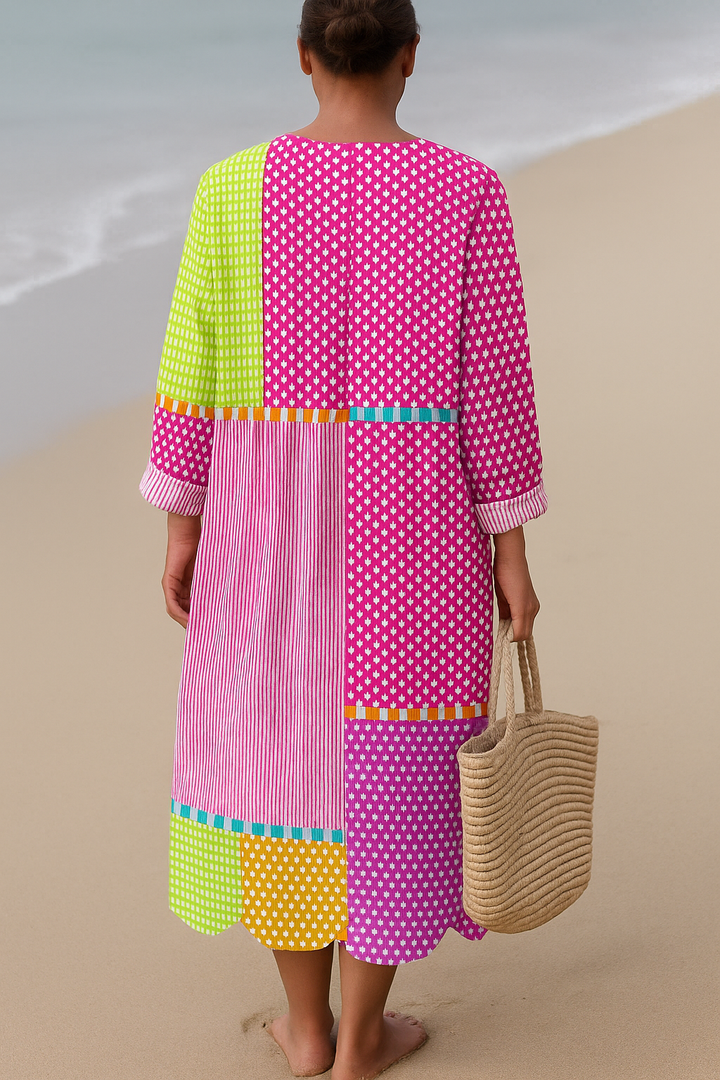 Geneviève - Vibrant Patchwork Dress
