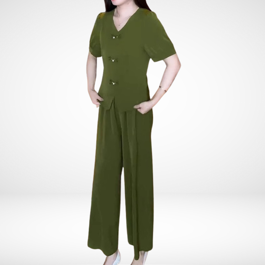 Elsie Elegant Short-Sleeve Two-Piece Set