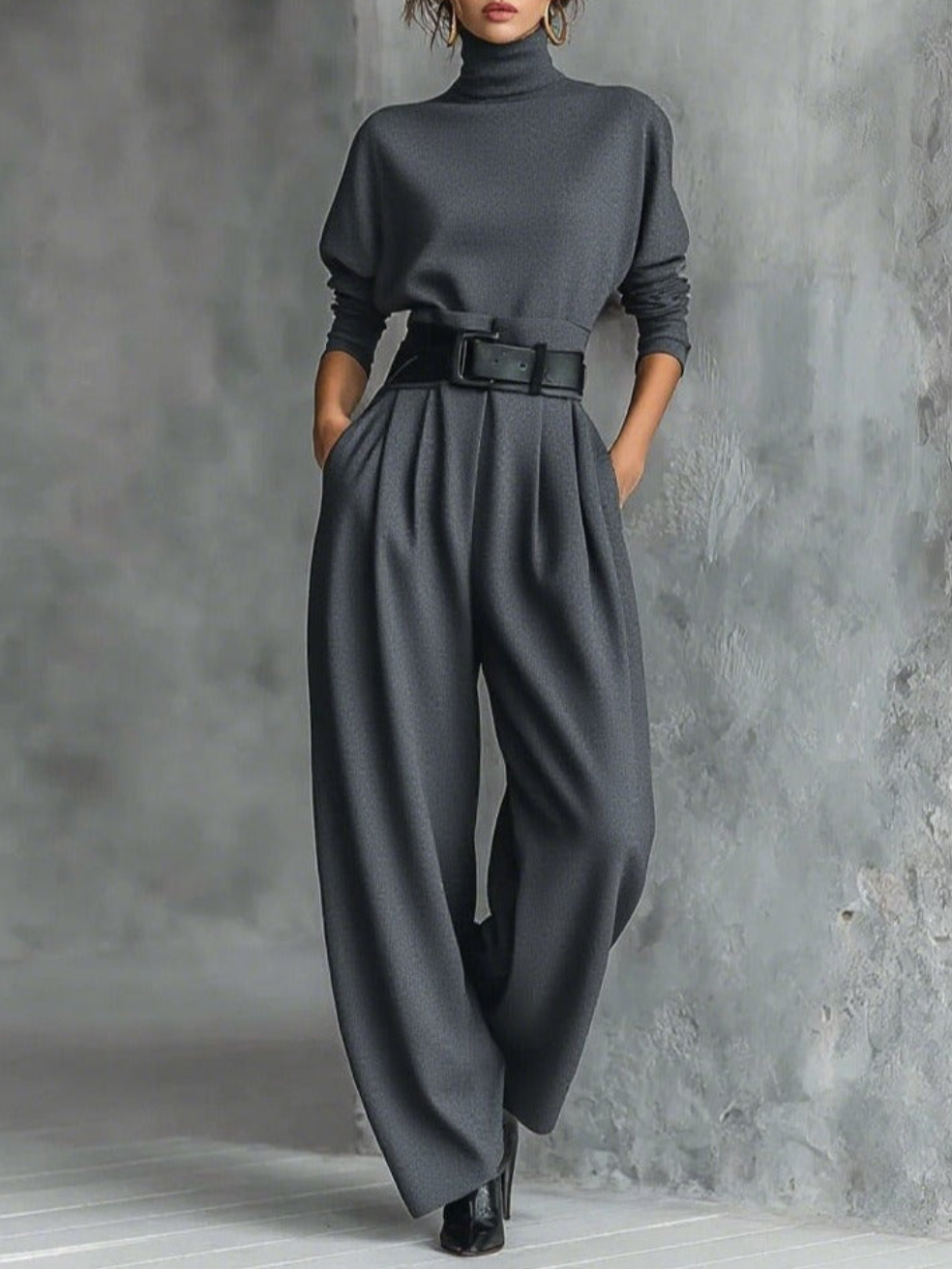 Jessica Elegant Top &amp;amp; Straight-Leg Pants Set Trousers