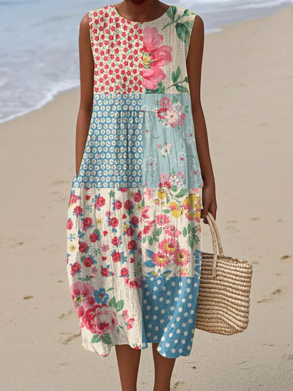 Anna Patchwork Midi Dress Midi Dresses