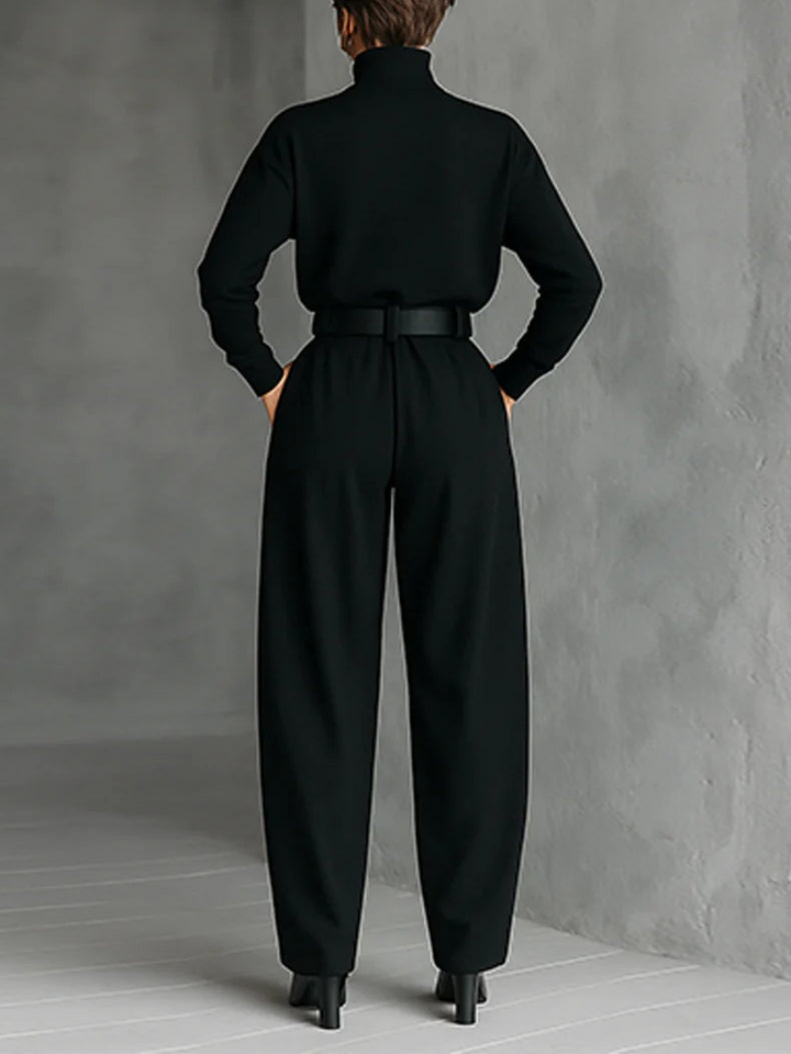 Jessica Elegant Top &amp;amp; Straight-Leg Pants Set Trousers