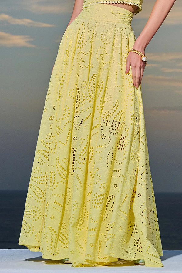 Larissa Embroidered Top &amp; High-Waist Maxi Skirt Set