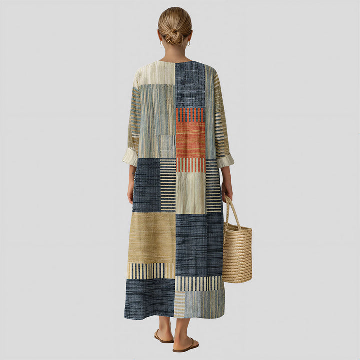 Sophie - Geometric Patchwork Maxi Dress
