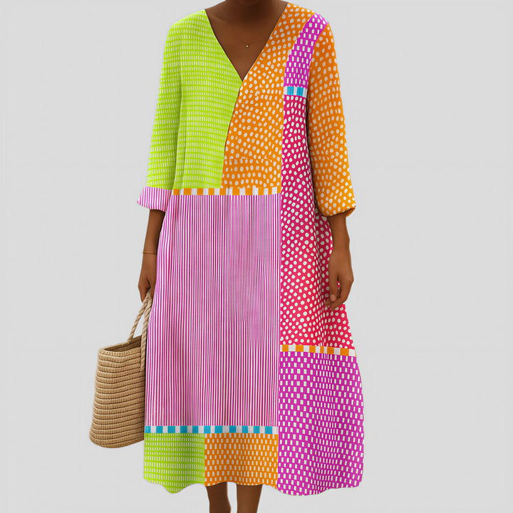 Geneviève - Vibrant Patchwork Dress