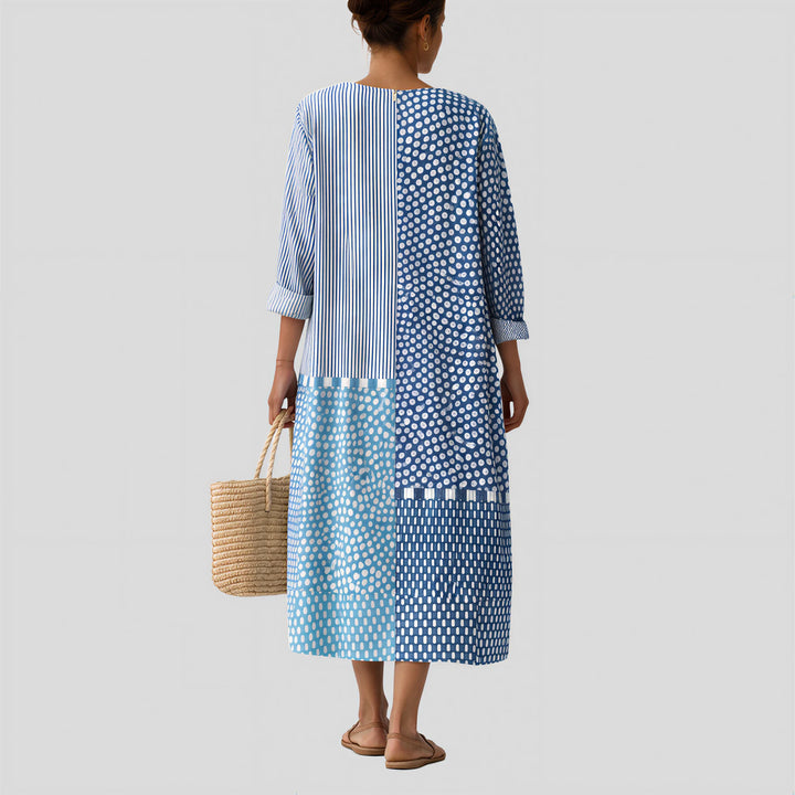 Margot - Blue Patchwork Dress