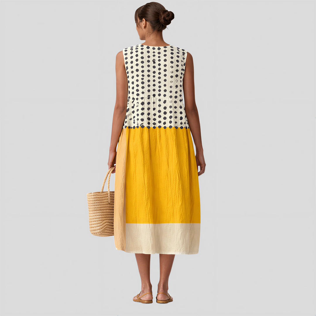Leah Polka Colorblock Midi Dress Midi Dresses