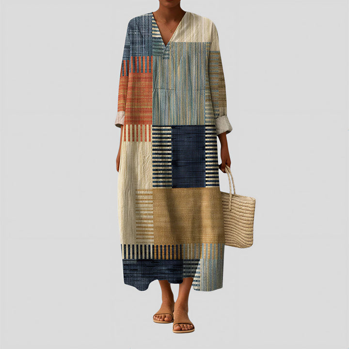 Sophie - Geometric Patchwork Maxi Dress