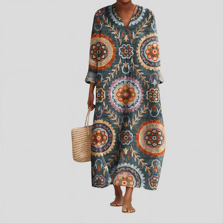 Madeleine - Boho Dress with Ethnic Print