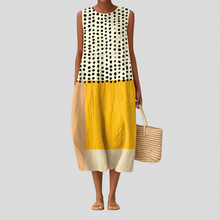 Leah Polka Colorblock Midi Dress Midi Dresses