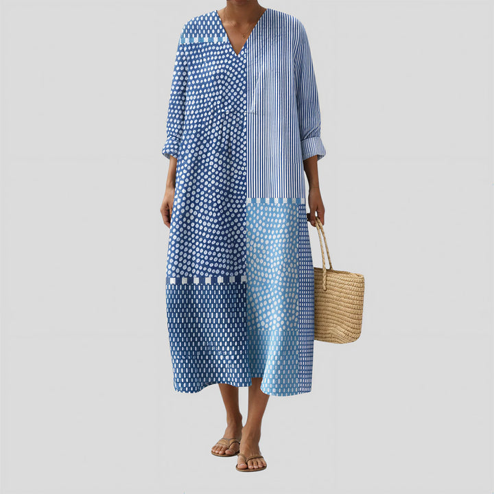 Margot - Blue Patchwork Dress