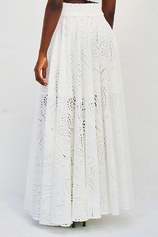 Larissa Embroidered Top &amp; High-Waist Maxi Skirt Set