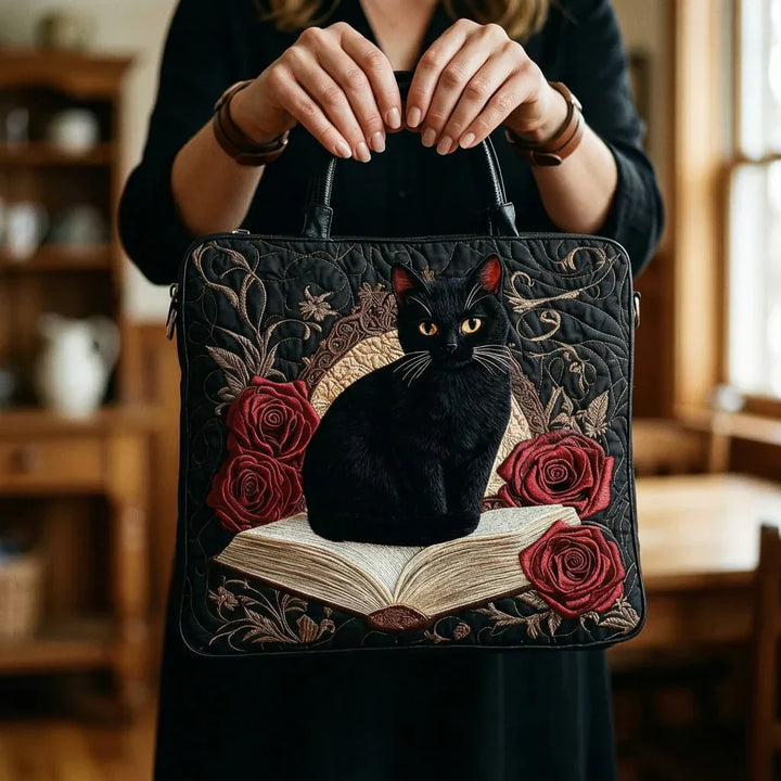 Black Cat on Books Handmade Bags