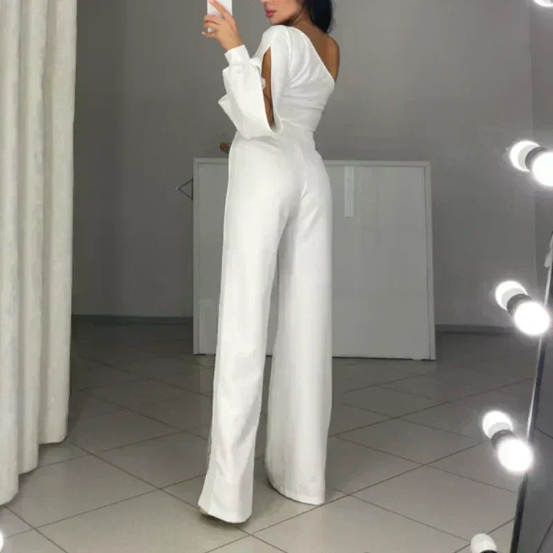 Ally One-Shoulder Flared Short Romper
