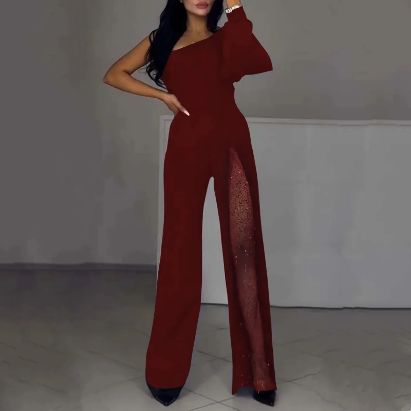 Ally One-Shoulder Flared Short Romper