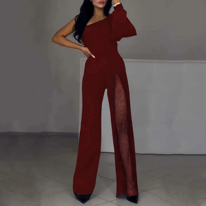 Ally One-Shoulder Flared Short Romper